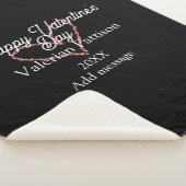 Happy Valentine's day red glitter heart black name Sherpa Deken (3/4)