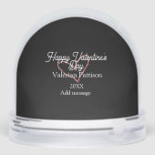 Happy Valentine's day red glitter heart black name Sneeuwbol (Achterkant)