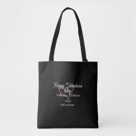 Happy Valentine's day red glitter heart black name Tote Bag
