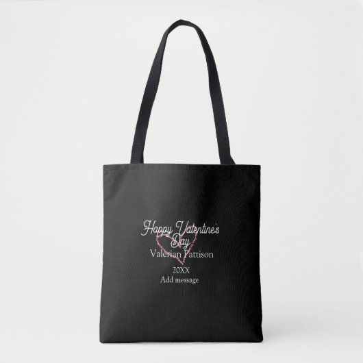 Happy Valentine's day red glitter heart black name Tote Bag (Voorkant)
