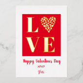 Happy Valentines Day Red Gold Love Script Folie Uitnodiging (Voorkant)