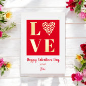 Happy Valentines Day Red Gold Love Script Folie Uitnodiging