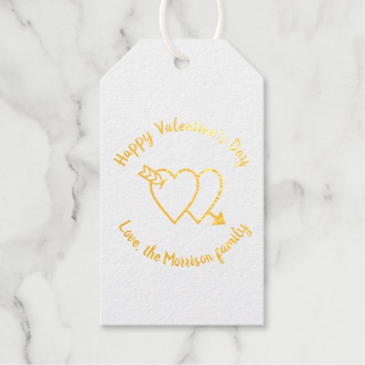 Happy Valentine's Day Red Harts aangepaste script Cadeaulabels (Voorkant)