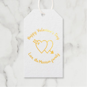Happy Valentine's Day Red Harts aangepaste script Cadeaulabels