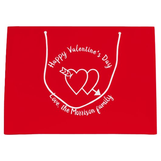 Happy Valentine's Day Red Harts aangepaste script Groot Cadeauzakje (Voorkant)