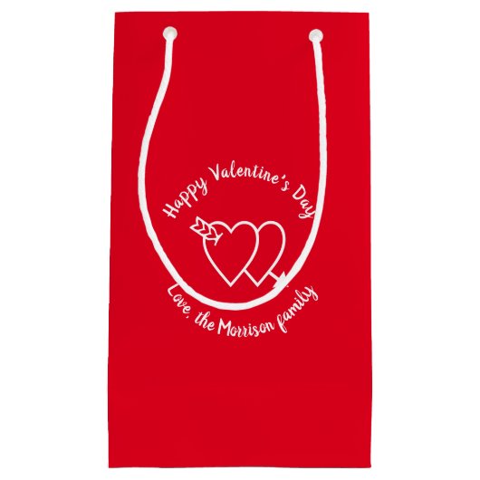 Happy Valentine's Day Red Harts aangepaste script Klein Cadeauzakje (Voorkant)