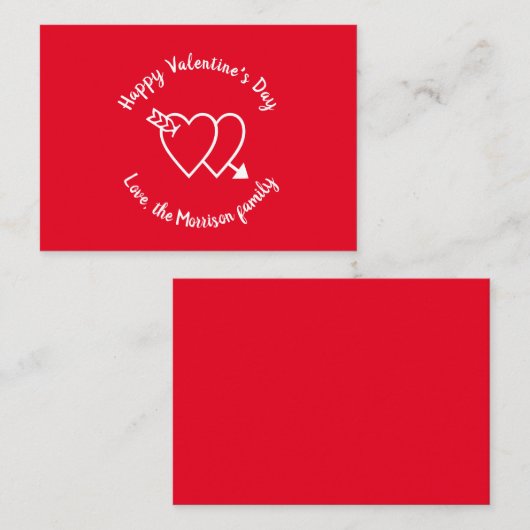 Happy Valentine's Day Red Harts aangepaste script Notitiekaartje (Voorkant / Achterkant)