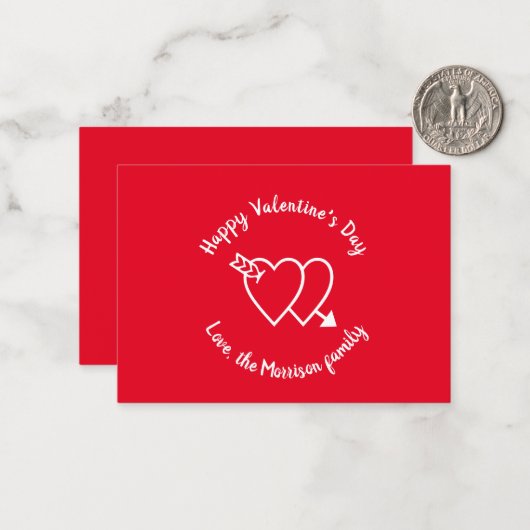 Happy Valentine's Day Red Harts aangepaste script Notitiekaartje (Voorkant / Achterkant in situ)