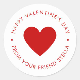 Happy Valentine's Day Red Heart Kind's Schattigee  Ronde Sticker