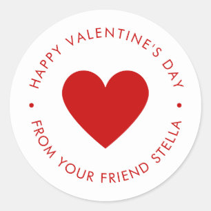 Happy Valentine's Day Red Heart Kind's Schattigee  Ronde Sticker