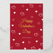 Happy Valentines Day Red Heart Modern Love Pattern Folie Feestdagenkaart (Voorkant)