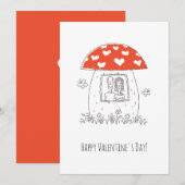 Happy Valentine's Day Red Heart Mushroom Lovers Feestdagenkaart (Voorkant / Achterkant)