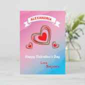 Happy Valentines Day Red Heart Pattern personalise (Staand voorkant)