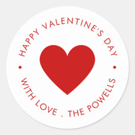 Happy Valentine's Day Red Heart  Ronde Sticker
