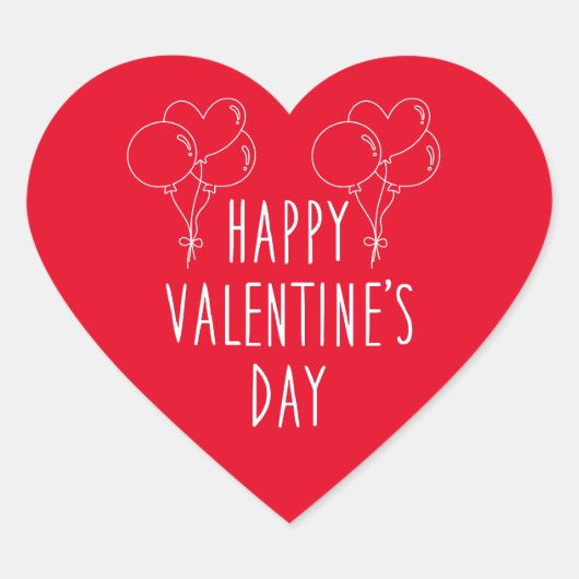 Happy Valentine's Day Red Heart Sticker (Voorkant)