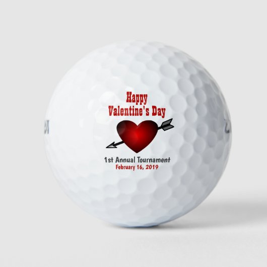 Happy Valentines Day Red Heart Tournament Outing Golfballen (Voorkant)