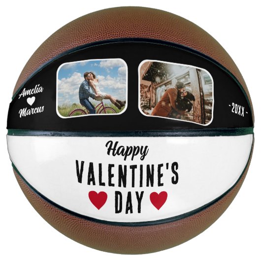 Happy Valentine's Day Red Hearts 2 Foto's Basketbal (Voorkant)