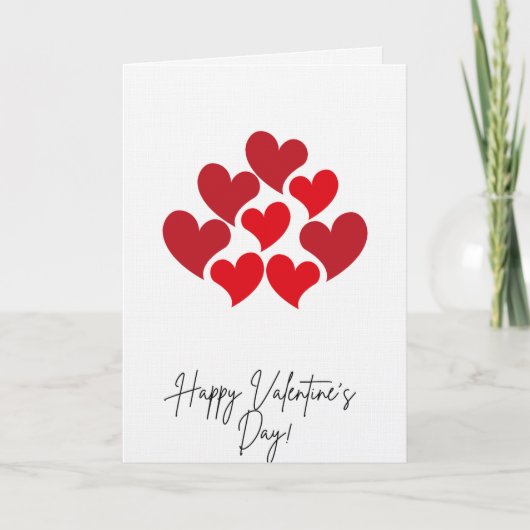 Happy Valentine's Day Red Hearts Card Feestdagen Kaart (Voorkant)