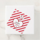 Happy Valentine's Day Red Hearts Chalk Stripes Bedankjes Labels (In situ)