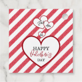Happy Valentine's Day Red Hearts Chalk Stripes Bedankjes Labels (Achterkant)