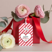 Happy Valentine's Day Red Hearts Chalk Stripes Cadeaulabel