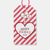 Happy Valentine's Day Red Hearts Chalk Stripes Cadeaulabel (Achterkant)