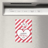 Happy Valentine's Day Red Hearts Chalk Stripes Magneet (Insitu (Vaatwasser))