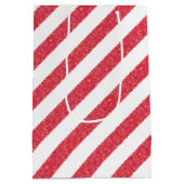 Happy Valentine's Day Red Hearts Chalk Stripes Medium Cadeauzakje (Achterkant)