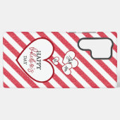 Happy Valentine's Day Red Hearts Chalk Stripes Samsung Galaxy Hoesje (Achterkant horizontaal)
