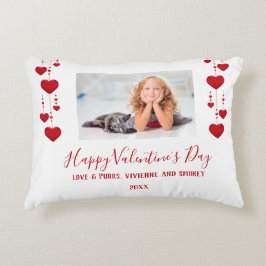 Happy Valentine's Day Red Hearts Foto personaliser Accent Kussen