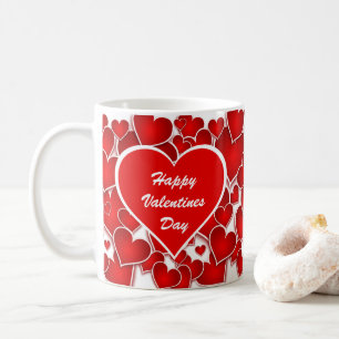 Happy Valentines Day Red Hearts Koffiemok