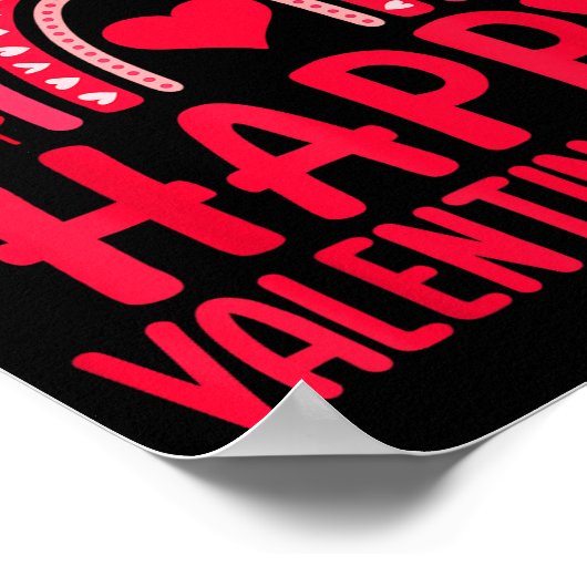 Happy Valentines Day Red Hearts Rainbow Leopard Wo Poster (Hoek)