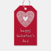 Happy Valentine's Day Red Lace Heart Cadeaulabel (Voorkant)