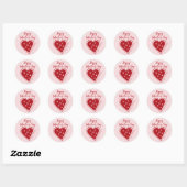 Happy Valentines Day red pink heart modern script Ronde Sticker (Vel)