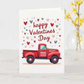 Happy Valentines Day Red Truck Card Kaart (Gele Bloem)