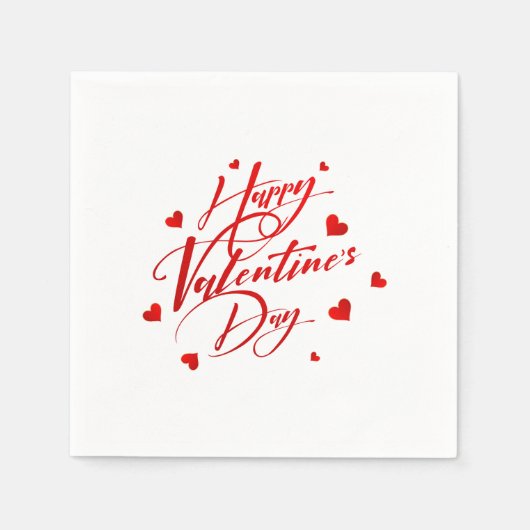 Happy Valentine's Day Red Typography and Hearts Servet (Voorkant)