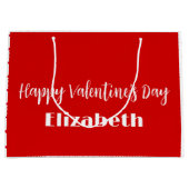 Happy Valentine's Day Red White Name Text Sjabloon Groot Cadeauzakje (Voorkant)