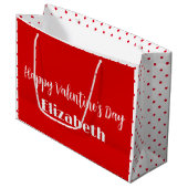 Happy Valentine's Day Red White Name Text Sjabloon Groot Cadeauzakje (Voorkant Gekanteld)