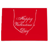 Happy Valentine's Day Red White script elegant Groot Cadeauzakje (Voorkant)