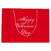 Happy Valentine's Day Red White script elegant Groot Cadeauzakje (Achterkant)