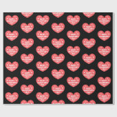 happy valentines day retro heart red white black cadeaupapier (Vlak)