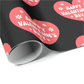 happy valentines day retro heart red white black cadeaupapier (Rol Hoek)