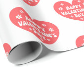 happy valentines day retro heart red white stylish cadeaupapier (Rol Hoek)