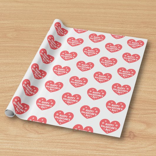 happy valentines day retro heart red white stylish cadeaupapier