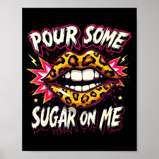 Happy Valentine's Day Retro Leopard Lips Ur Some S Poster (Voorkant)