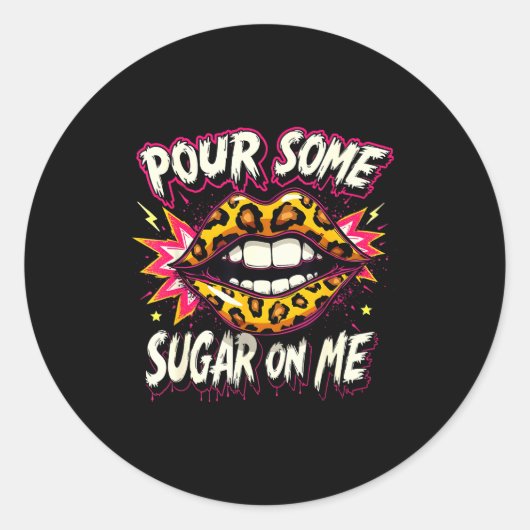 Happy Valentine's Day Retro Leopard Lips Ur Some S Ronde Sticker (Voorkant)