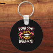 Happy Valentine's Day Retro Leopard Lips Ur Some S Sleutelhanger (Voorkant)