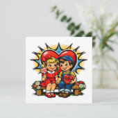 Happy Valentine's Day | Retro Pop Art Vintage Kaart (Staand voorkant)