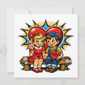 Happy Valentine's Day | Retro Pop Art Vintage Kaart (Voorkant)