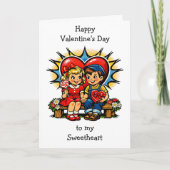 Happy Valentine's Day | Retro Pop Art Vintage Kaart (Voorkant)